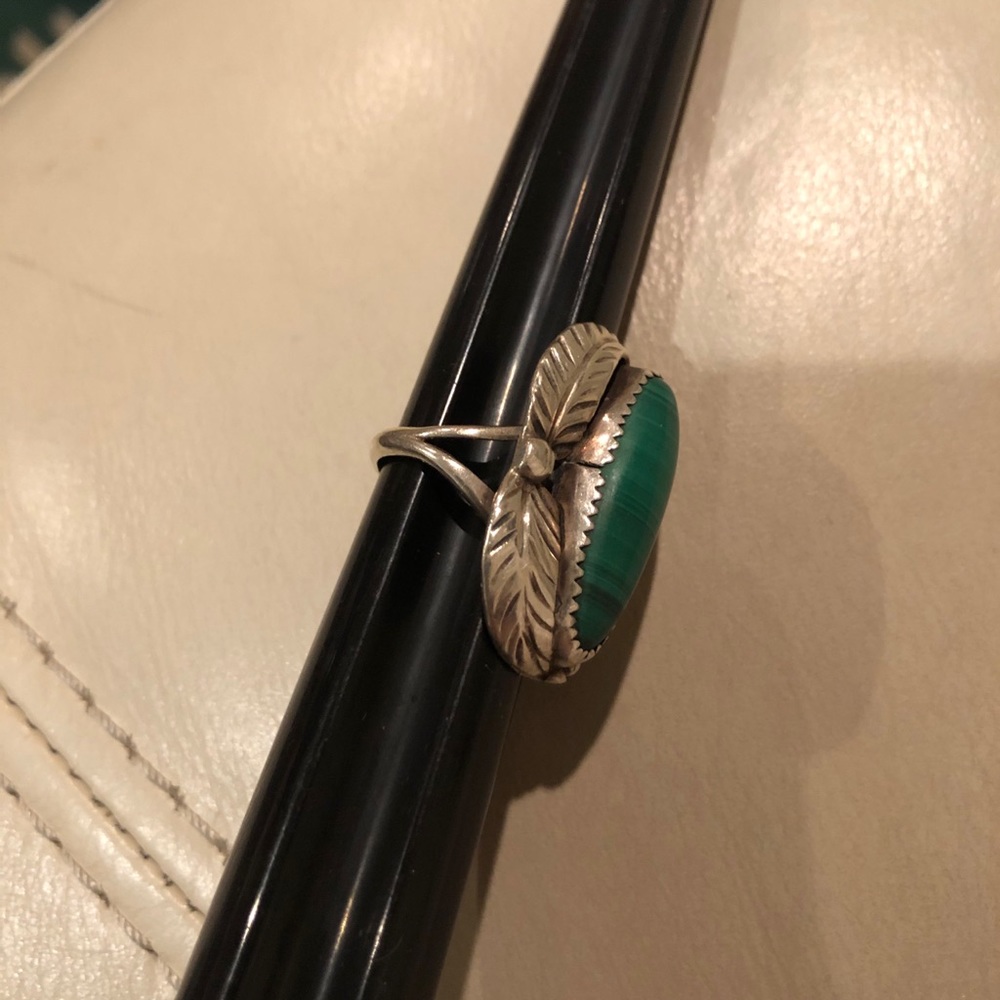 Malachite Sterling Silver Ring - image 7